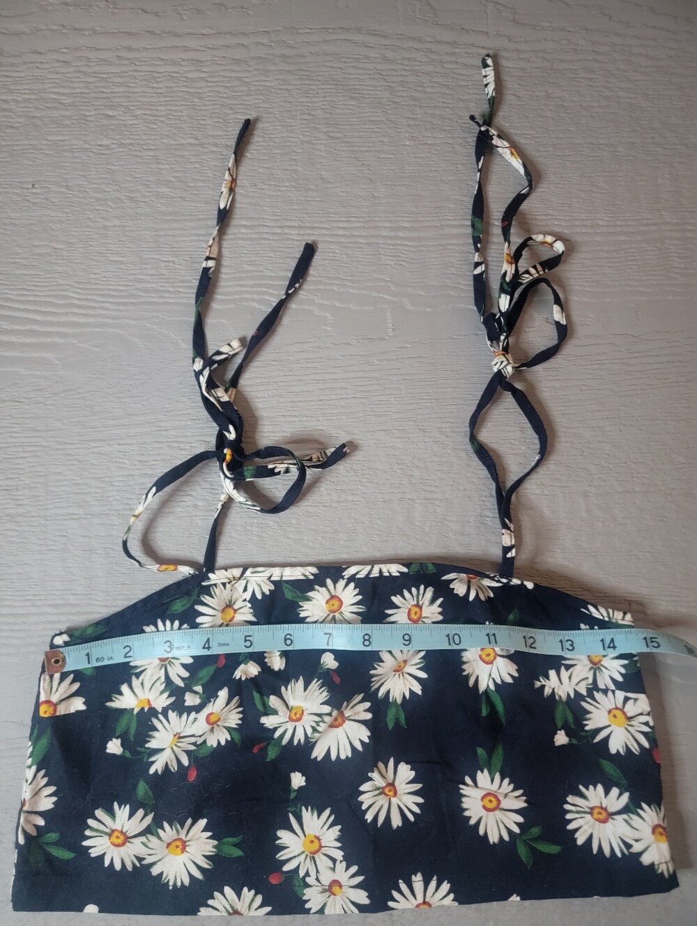 ♡Zaful Navy Daisy Print Tie-Strap Tube Top‎ Size Small C-20